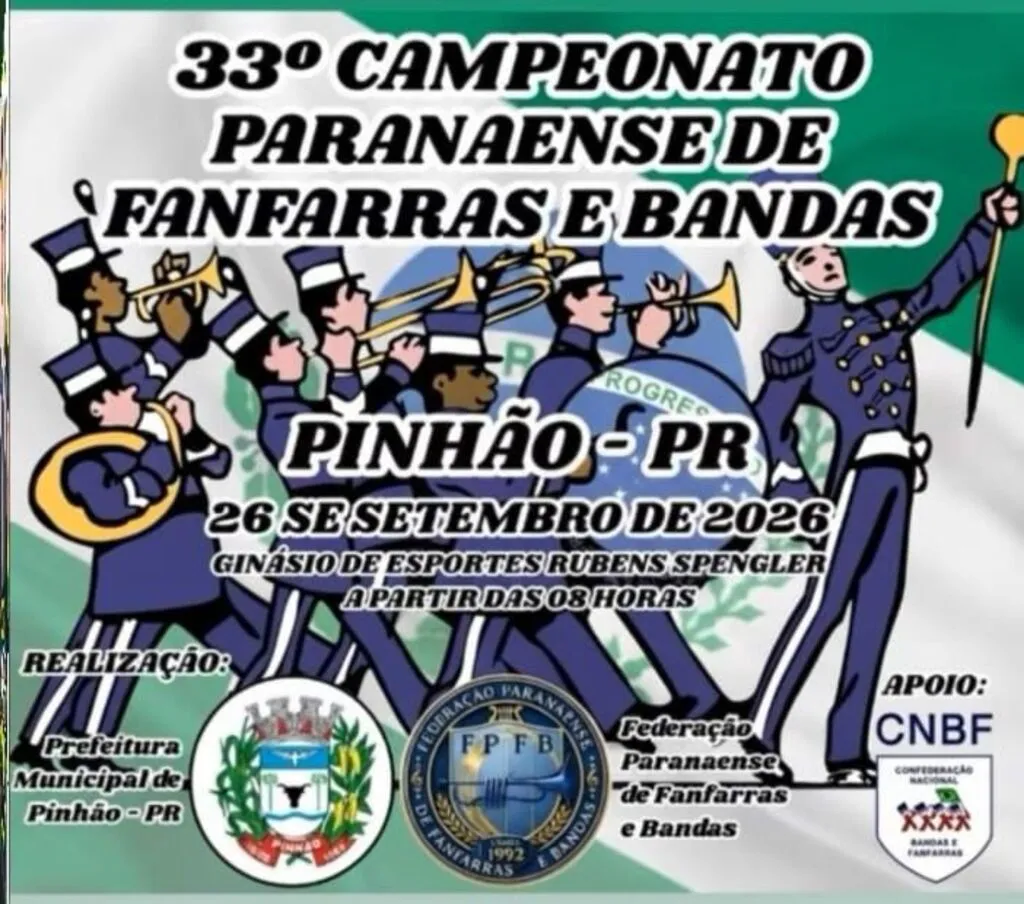 🎺🥁 Pinhão será palco do 33º Campeonato Paranaense de Fanfarras e Bandas!
